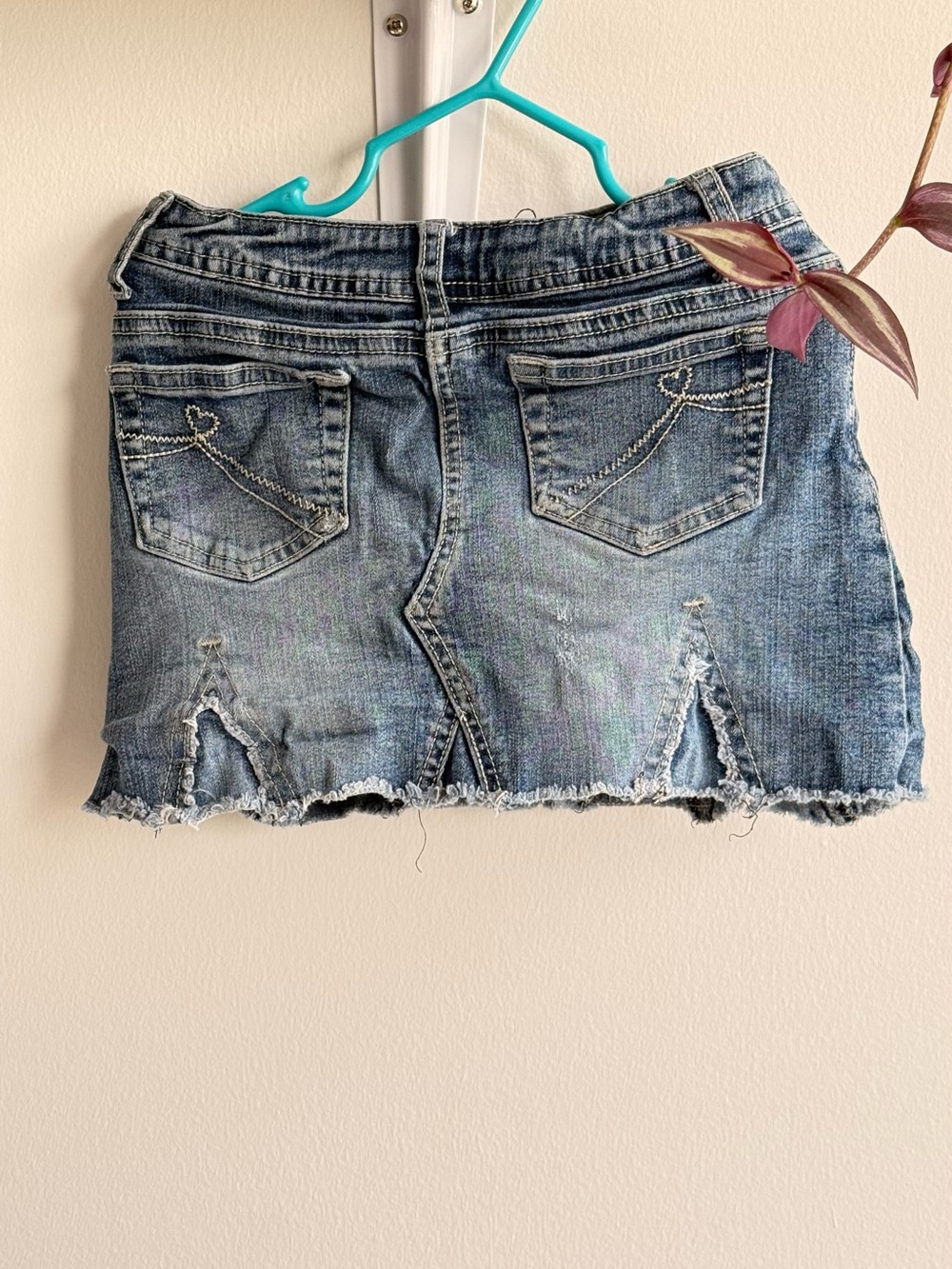 Tangerine Vintage Girls Denim Skort Size 5 Rhinestone Flower Distressed Jean ski - Picture 3 of 8